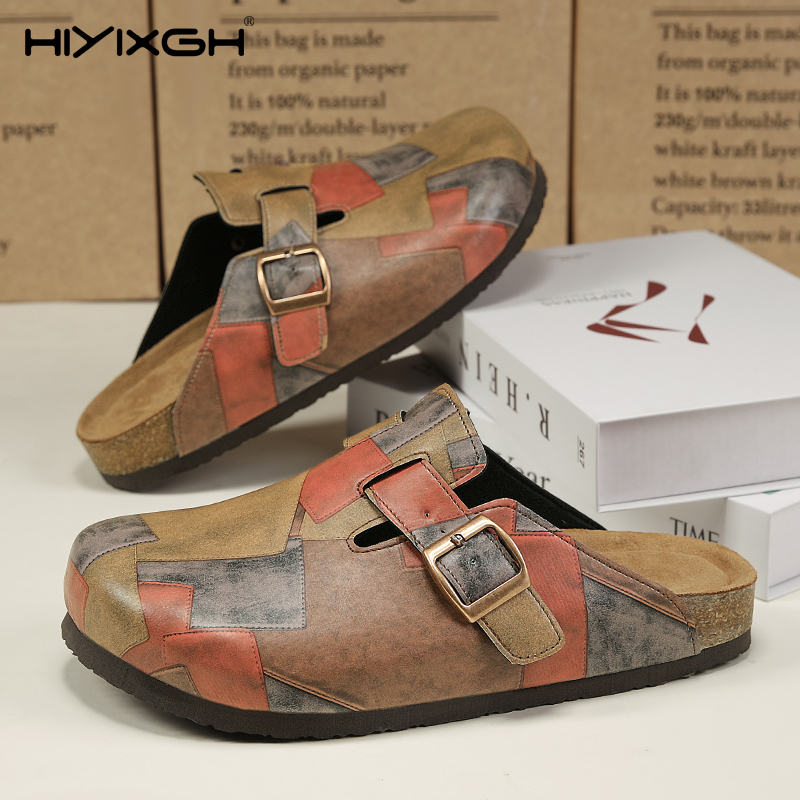 Health & Wellness Events - Comfort Cork Leather Slippers for Unisex
