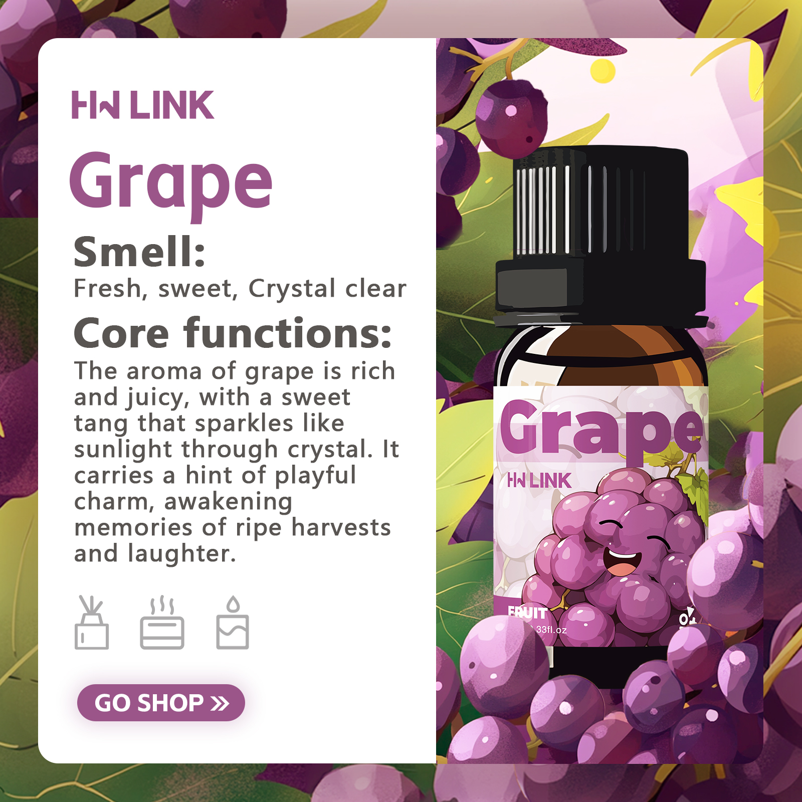 Grape Essential Oil 10ml Perfu – обзор и цена Aromatherapy Diffuser