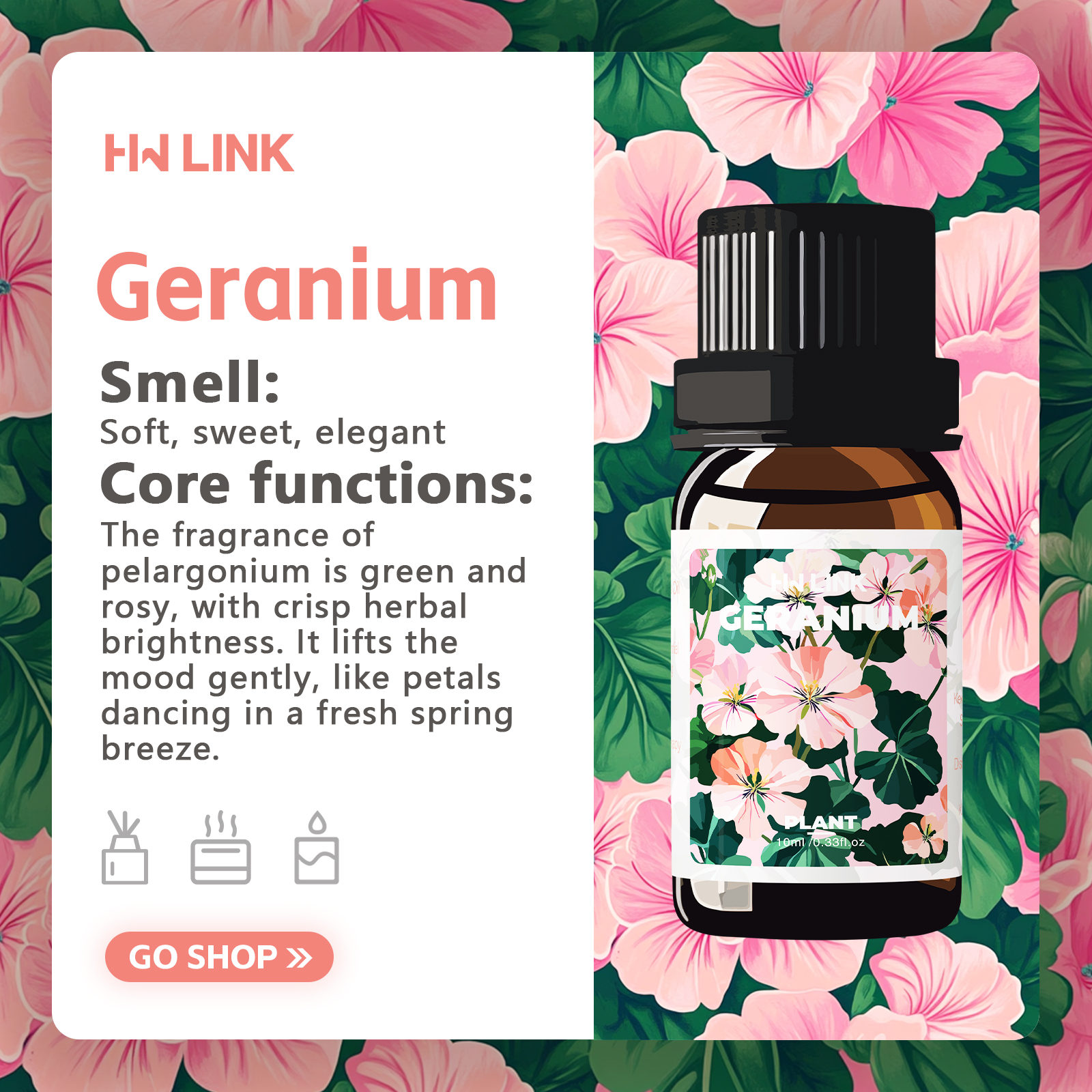 Geranium Essential Oil 10ml 10 – обзор и цена Aromatherapy Diffuser